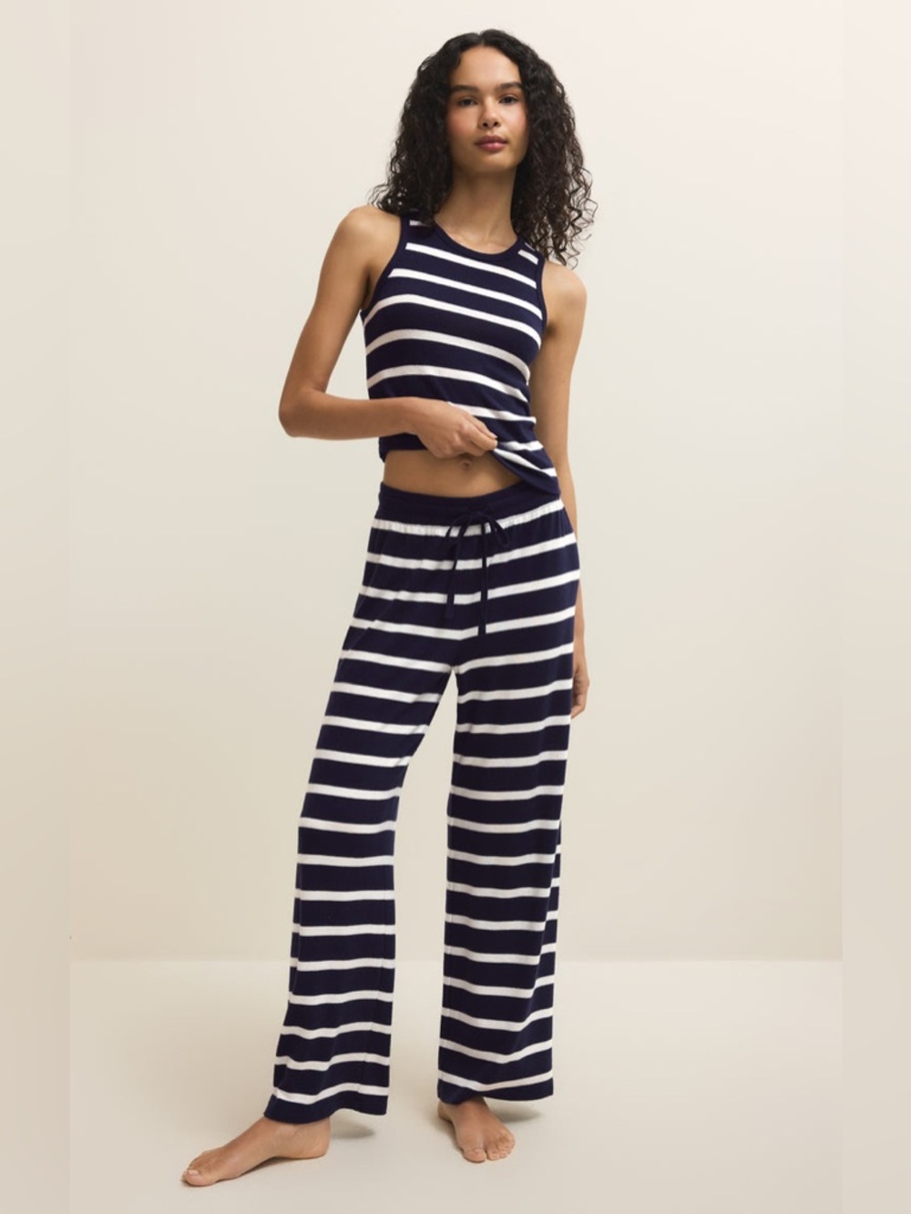 Z Supply Navy & White Striped Wide-Leg Pants Set